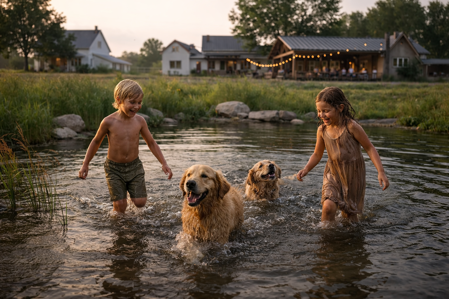 Families enjoying a shared rural landscape at Stewardland